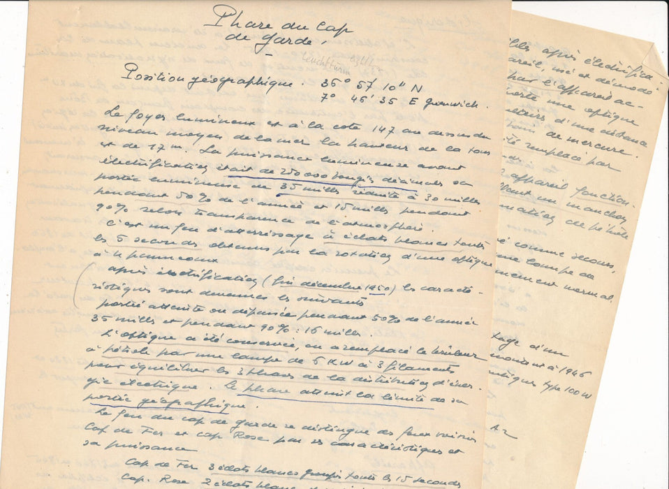 Erwan MAREC amiral phares Afrique du Nord divers documents autographes ou non