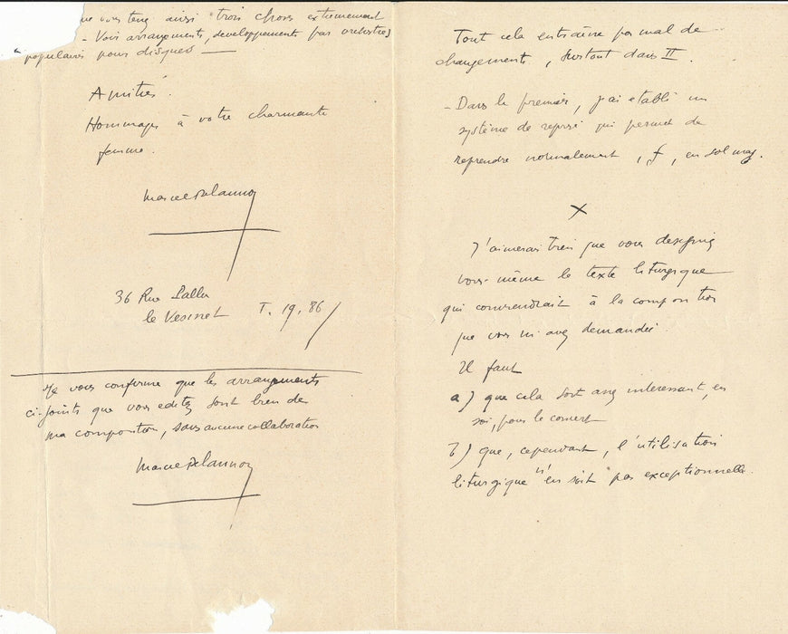 Marcel DELANNOY  "j’ai même truqué quelques paroles" lettre autographe musique