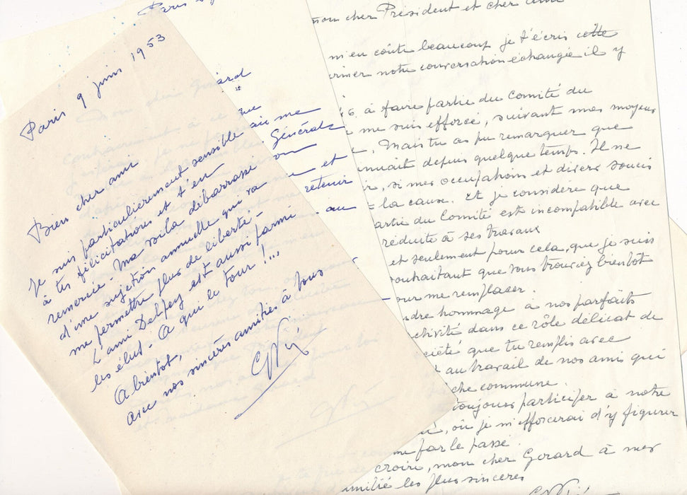 Gabriel VIÉ Bel ensemble lettres autographe signée et aquarelles signées