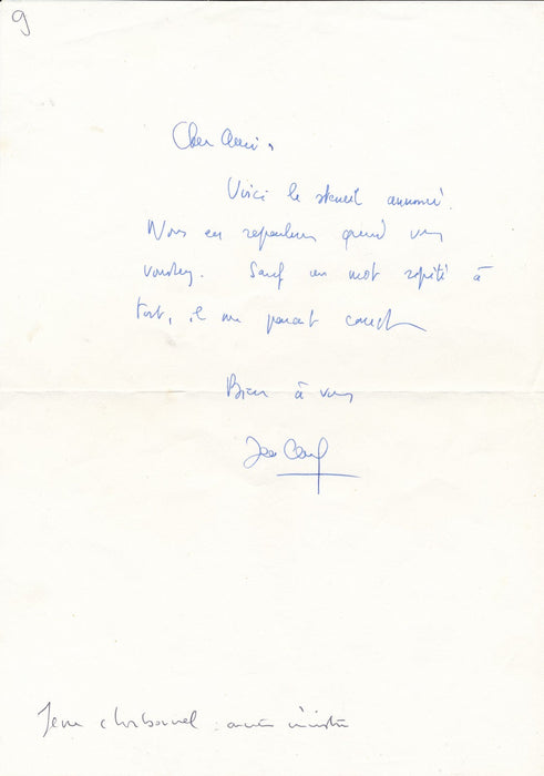 Jean CHARBONNEL Corrèze Brive 10 lettres autographes signées ET 8 CAS