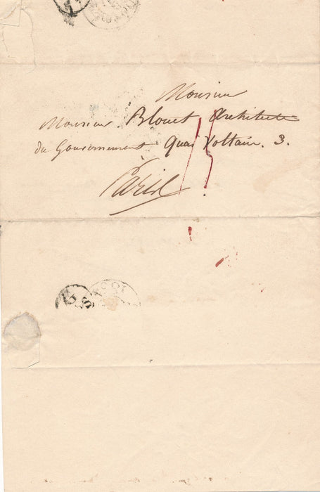 Jean-Baptiste LESUEUR architecte Hotel de Ville Paris lettre autographe signée