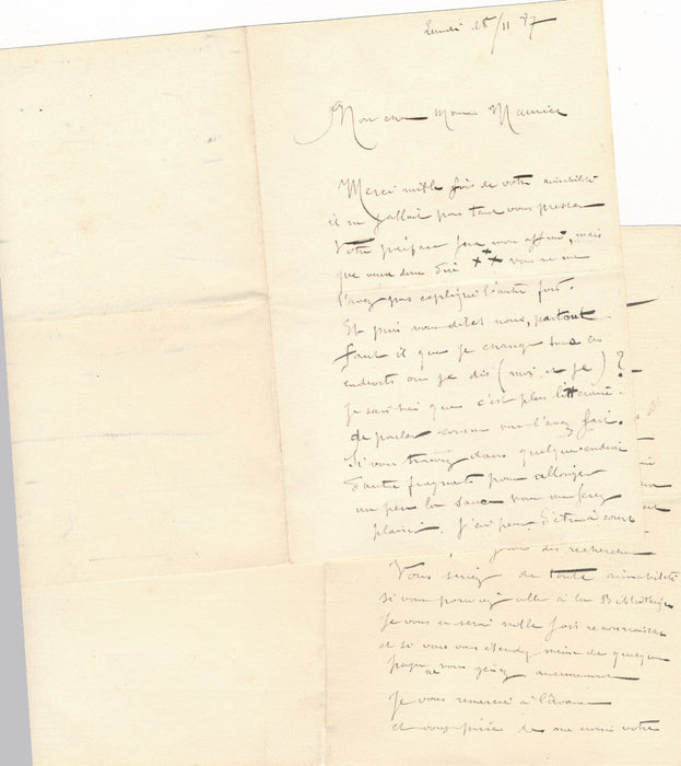 Maurice GUILLEMOT préface manuscrite 8 p. bronze 4 lettres projet Barbedienne