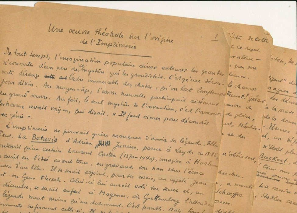José BRUYR poète belge manuscrit autographe signé Théâtre Imprimerie corrections