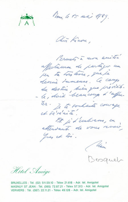 Alain Bosquet Belle lettre autographe signée condoléances