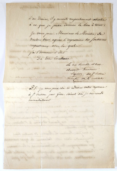 SÉGUIER de SAINT-BRISSON son ouvrage Sanchoniathon lettre autographe signée