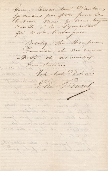 Élise PICARD 4 lettres autographes Edouard FOURNIER appui partage beau lot
