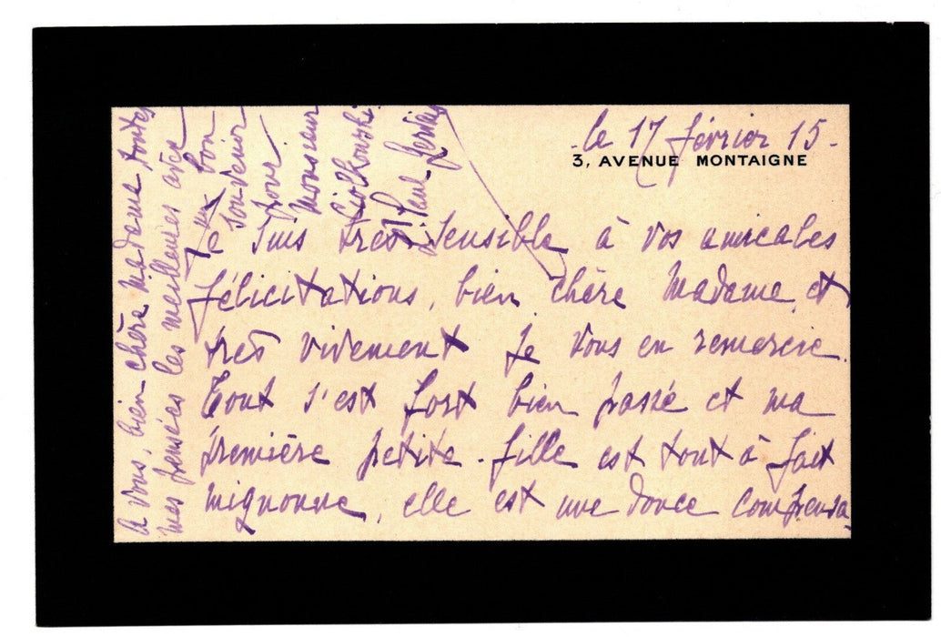Paul GERVAIS évoque la guerre 1915 et sa petite-fille carte autographe signée