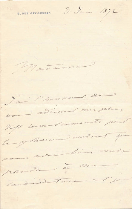 médecin chirurgien Charles Sédillot lettre autographe signé election académie