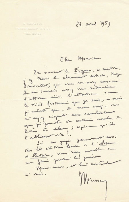 Jacques HÉRISSEY Lettre autographe signée ses vieux livres de valeur !