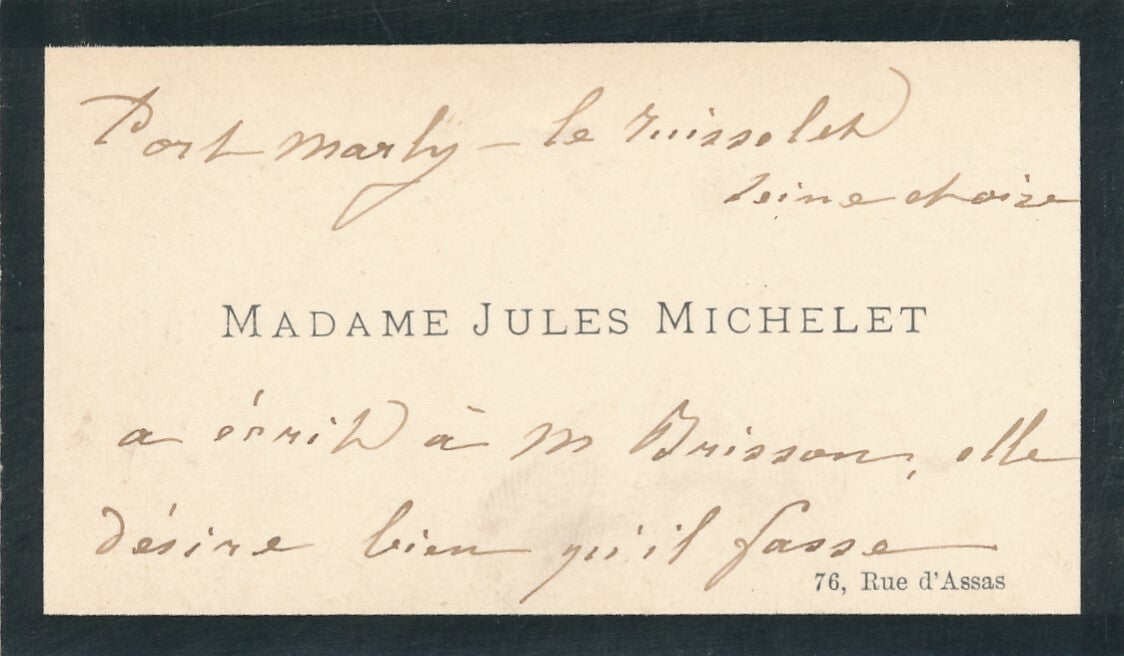 MIALARET épouse MICHELET lettre autographe signée propos politiques guerre 1872