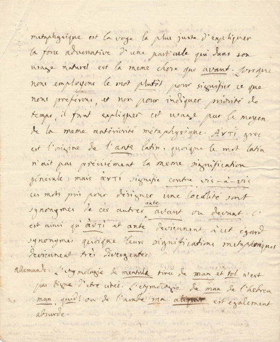 Ennio QUIRINO Quirinus VISCONTI manuscrit autographe éthymologie