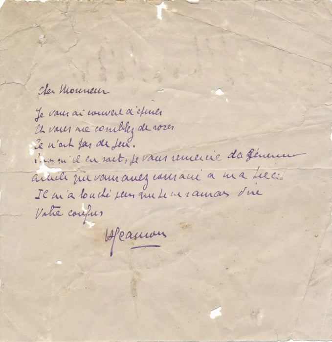 intéressant ensemble autographe Henri JEANSON 2 lettres 1 billet 1 télégramme