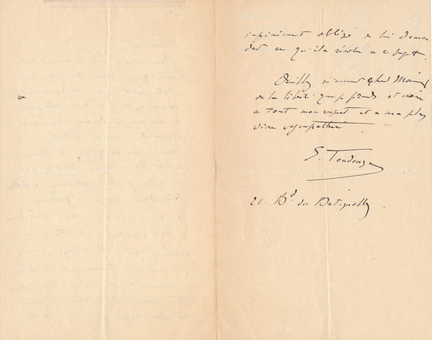 Edouard TOUDOUZE 3 lettres autographe signées vente tableau palette