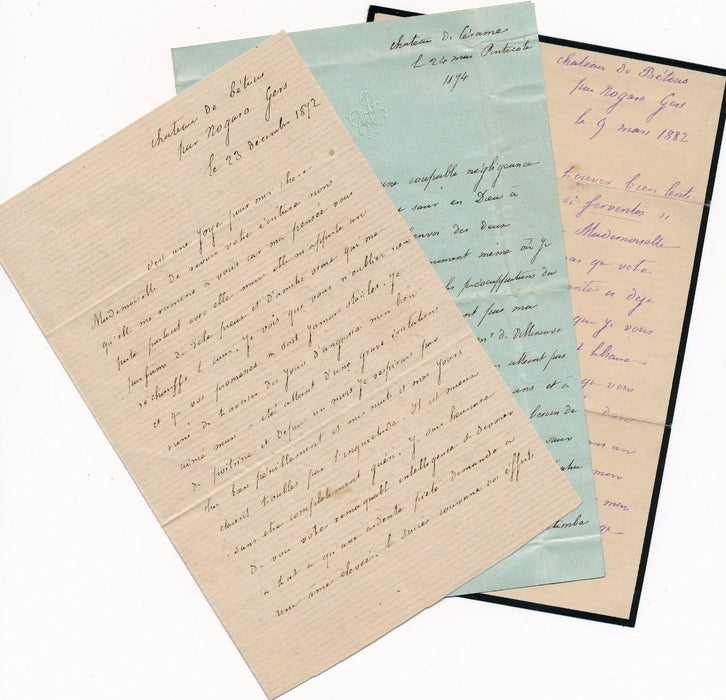 Villeneuve Arifat Marquise Toulouse poésie 9 lettres autographes Jeux floraux