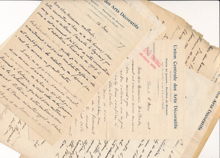 Art décoratifs Georges BERGER 5 lettres autographes signées exposition. Ensemble