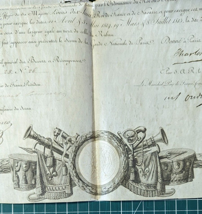 Brevet Garde nationale Sylvain Séglise 1816 Clermont-Tonnerre autographe