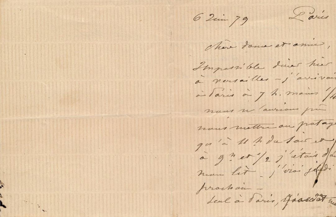 peintre Charles Jacque lettre autographe signée Barbizon Versailles