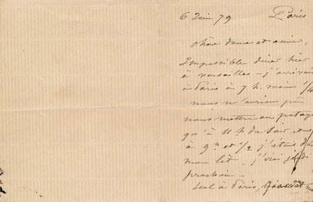 peintre Charles Jacque lettre autographe signée Barbizon Versailles