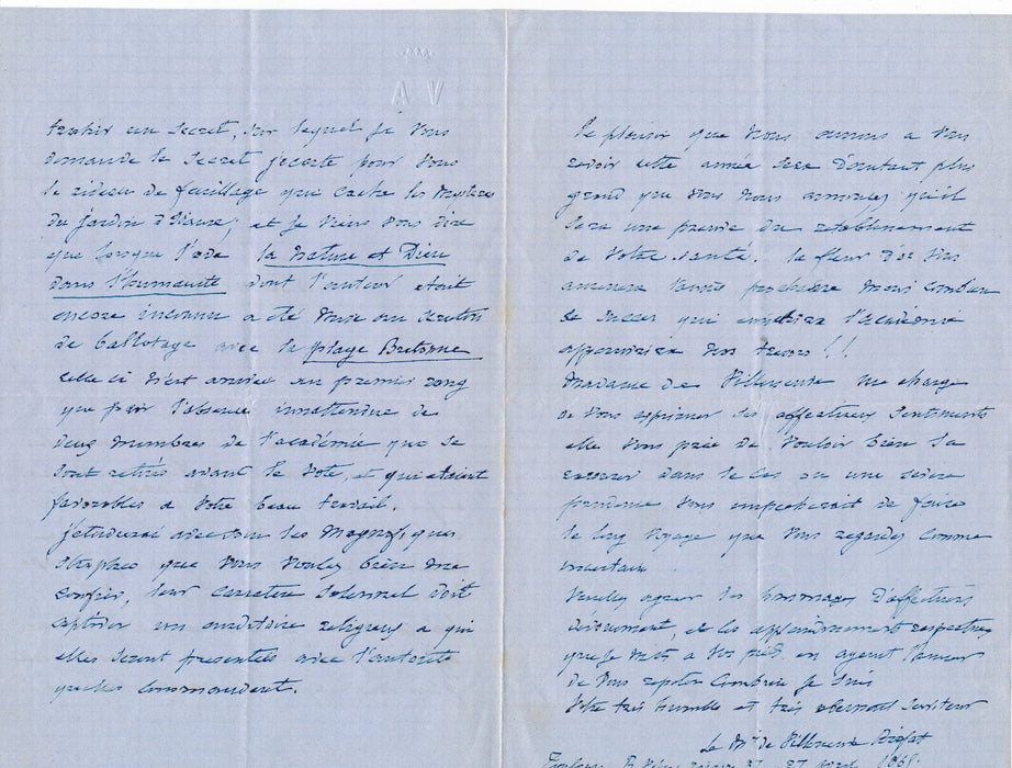 Villeneuve Arifat Marquise Toulouse poésie 9 lettres autographes Jeux floraux