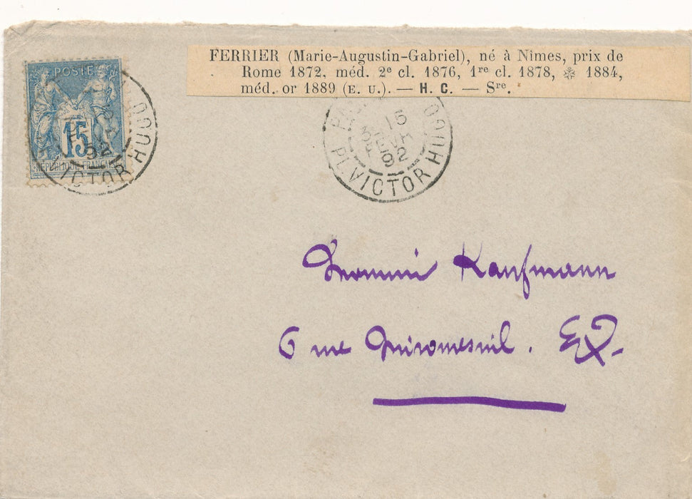 GABRIEL FERRIER peintre 2 carte autographe signée Boyer d'Agen modèle portrait