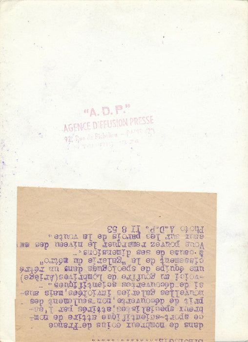 Grotte gouffre Lombrive Arigèe tirage argentique époque 1953 presse photographie