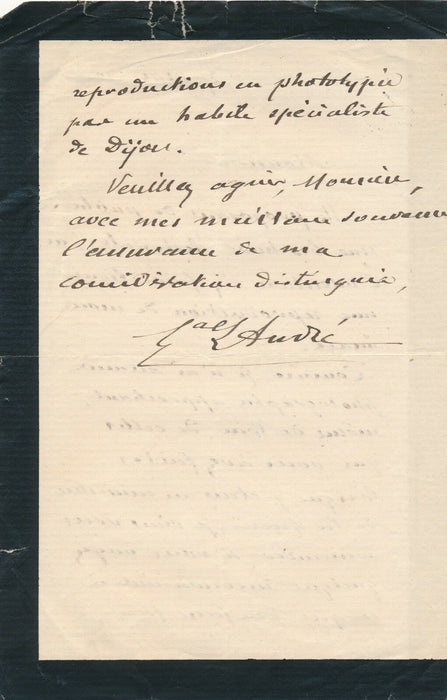 général Louis André demande des photographies portraits lettre autographe signée