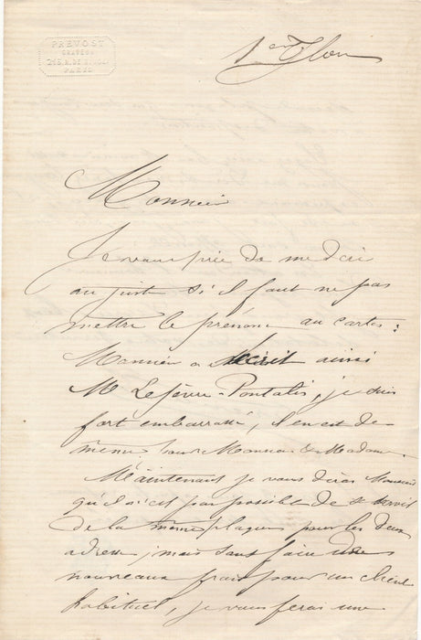 Prevost, graveur rue de Rivoli carte visite gravure plaque lettre autographe 