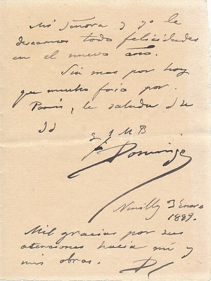 Francisco Domingo MARQUÉS 2 billets autographes signées avec DESSINS