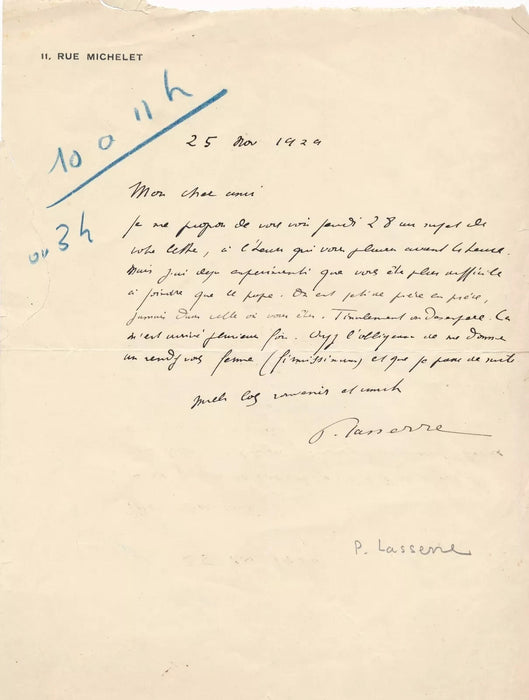 Pierre Lasserre 3 lettres autographes signées littérature livres