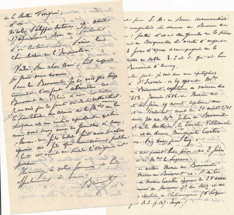 Généalogie sur Julien de Bonvoust lettre autographe Normandie