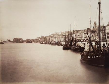 Boulogne sur Mer, 2 vues de port feuille recto verso albumine photo photographie