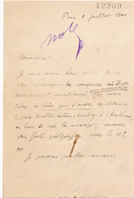 René PINON La Chine qui s'ouvre Lettre autographe signée