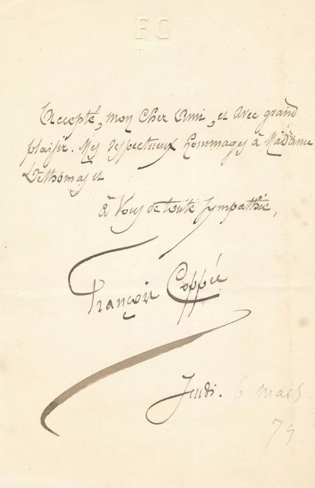 François COPPÉE poète 2 billets 3 signatures Taponier photo
