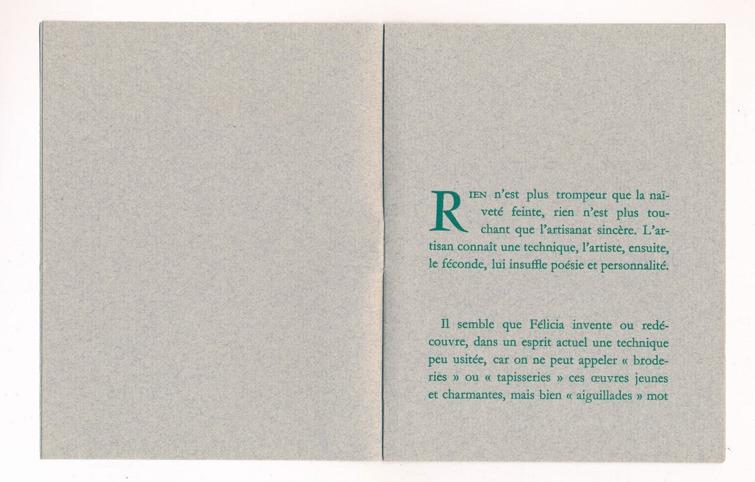 Felicia Galerie Séraphine Paris livret exposition Tony Aubin