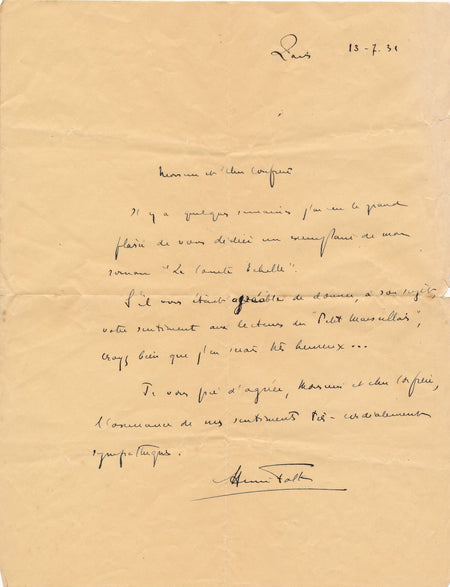 Henri Falk 2 lettres cauterets Courte Echelle critique prière insérer autographe