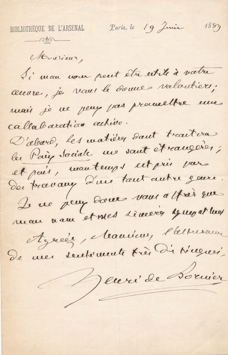 Henri de BORNIER dramaturge Bibliothèque Arsenal correspondance 28 lettres !