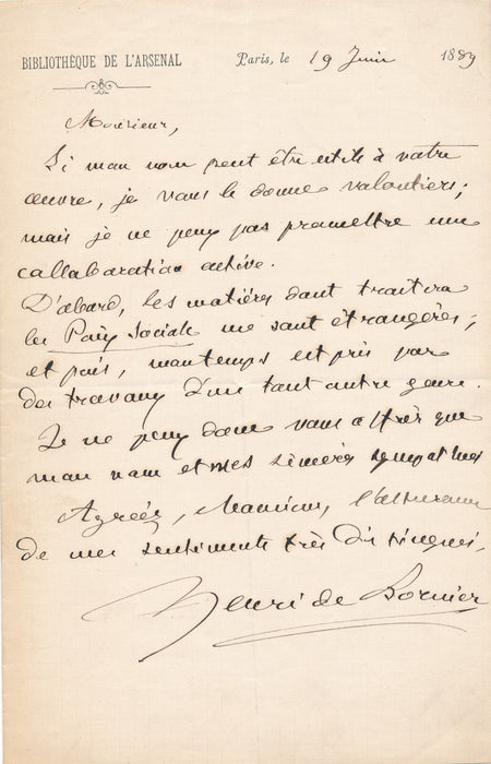 Henri de BORNIER dramaturge Bibliothèque Arsenal correspondance 28 lettres !