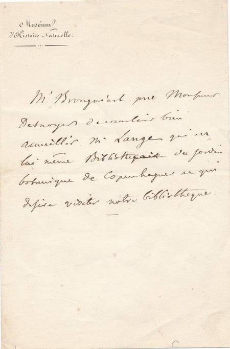 Alexandre BRONGNIART minéralogiste autographe signé bibliothèque Lange Desnoyers