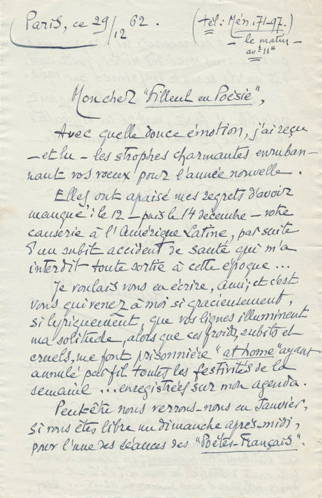 poésie Hélène SEGUIN lettre autographe signée à M. Rostand Légende dorée