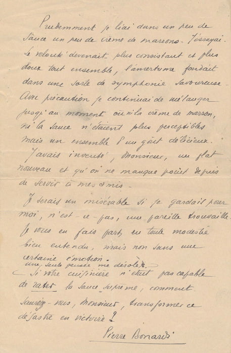 Pierre BONARDI manuscrit ET 2 lettre autographe signée Corse Recette inattendue