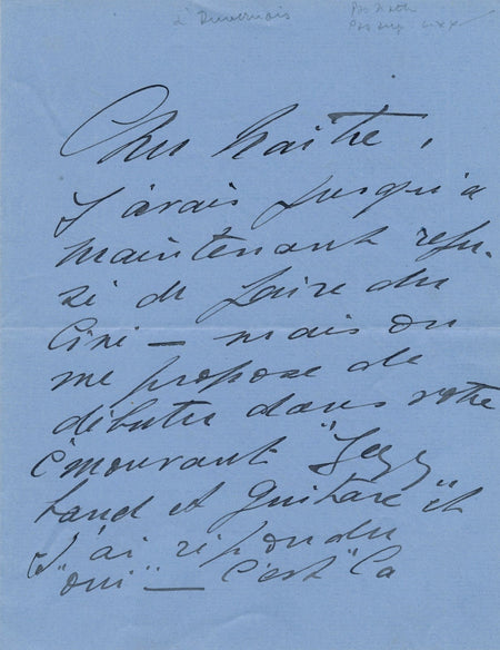 actrice Marthe Régnier lettre autographe signée cinéma Duvernoirs Jazz