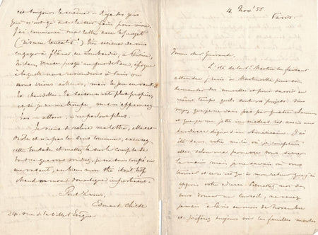 Edward Vernon CHILDE lettre autographe signée Jean Baptiste GUIRAUD compositeur