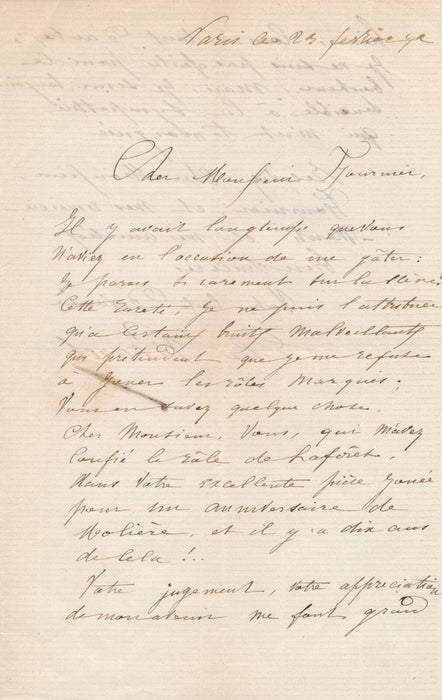 Élise PICARD 4 lettres autographes Edouard FOURNIER appui partage beau lot