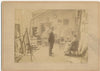 Intérieur atelier, femme peintre, XIXe siècle albumine photo photographie