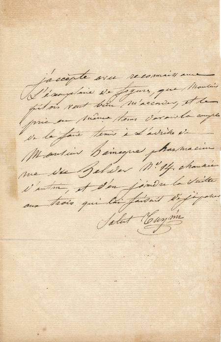 Pierre-Clément Grignon lettre autographe signée antiquaire archéologue 1879