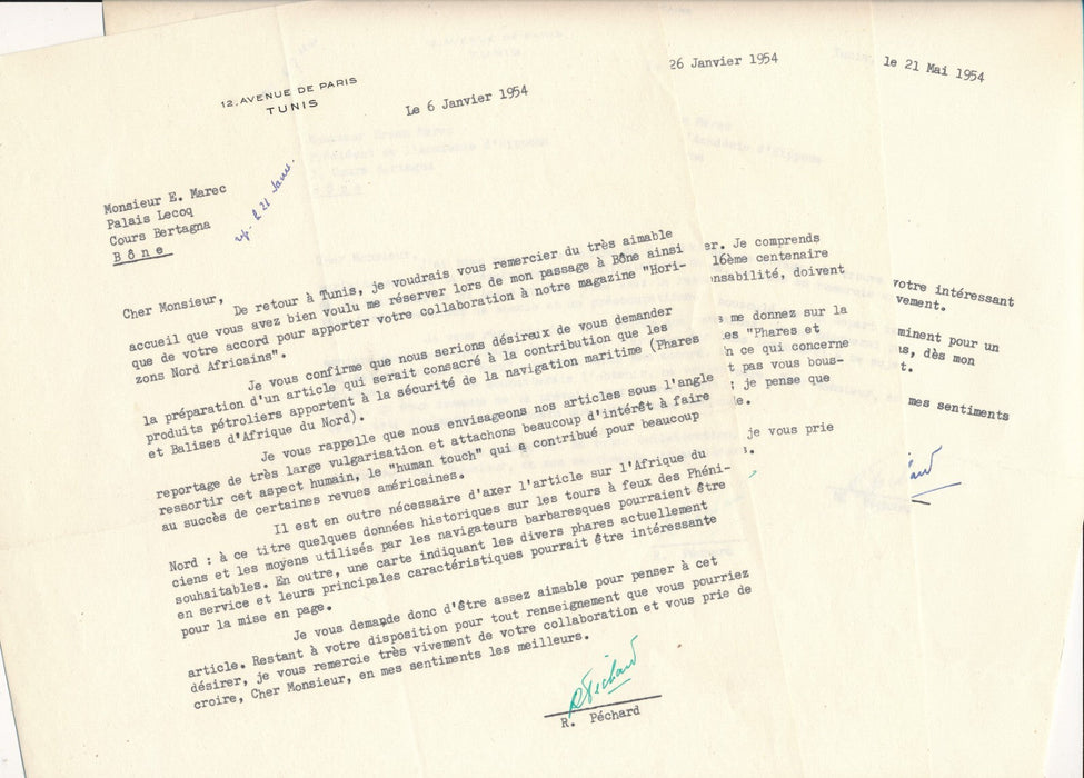 Erwan MAREC amiral phares Afrique du Nord divers documents autographes ou non