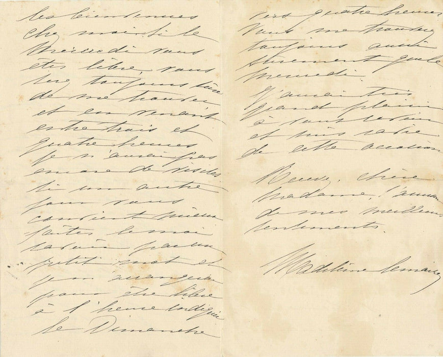 Madeleine LEMAIRE peintre lettre autographe signée amies les bienvenues