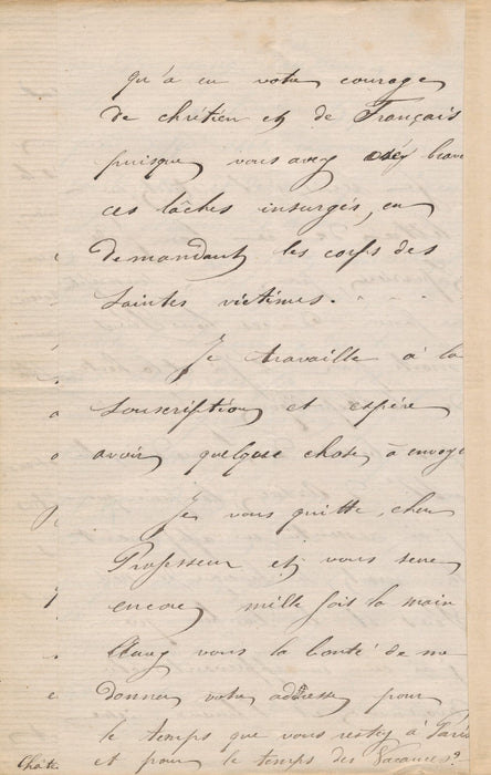 Edgard du BERNET DE GARROS intéressante lettre autographe signée guerre 1870