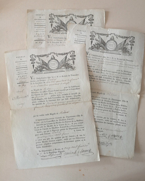 Ille-et-Vilaine 3 lettres signées paiement armée seigle Alexis LE GRAVEREND 1798