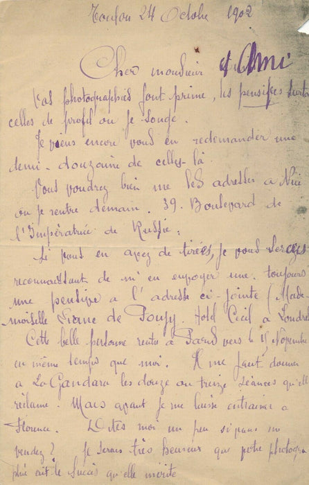 Jean Lorrain 4 lettres Madame de Thèbes 1 lettre sur la photographie portrait